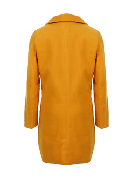 Women's Plus Size Coat,Solid Asymmetrical Long Sleeve Winter Blue / Black / Yellow Others Medium