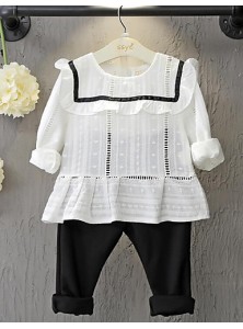 Girl's Casual/Daily Solid Blouse / Pants / Clothing SetCotton Spring / Fall White  