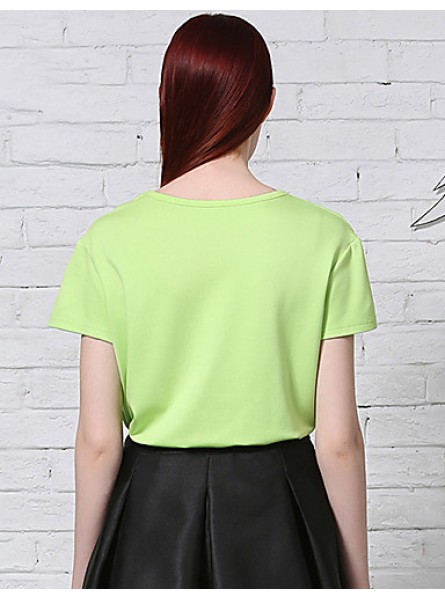 Women's Casual/Daily Simple Fall ShirtPrint Square Neck Long Sleeve Multi-color Others Thin