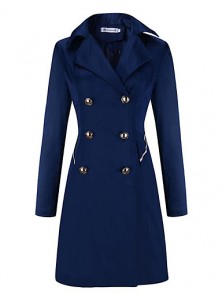 Women's Casual/Daily Sophisticated Coat,Solid Peaked Lapel Long Sleeve Winter Blue / Beige / Black Others Thick