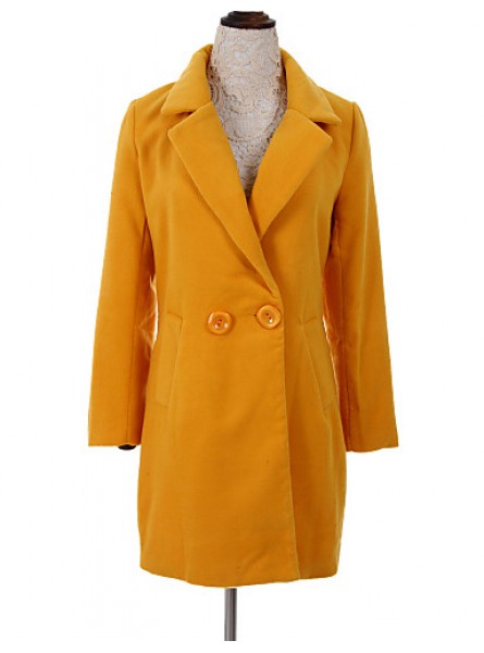 Women's Plus Size Coat,Solid Asymmetrical Long Sleeve Winter Blue / Black / Yellow Others Medium
