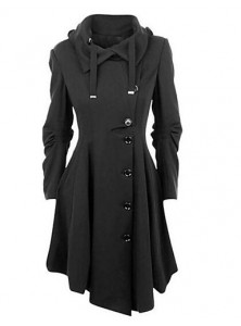 Women's Casual/Daily Coat,Solid Shirt Collar Long Sleeve Winter Gray Cotton Medium