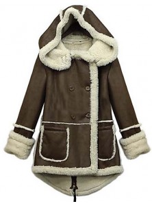 WinterWomen's Solid Color Brown Coats & Jackets , Sexy / Casual / Work Tailored Collar Long Sleeve